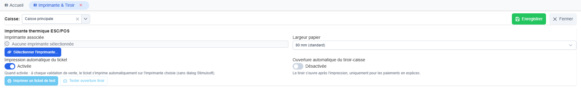 Configuration imprimante