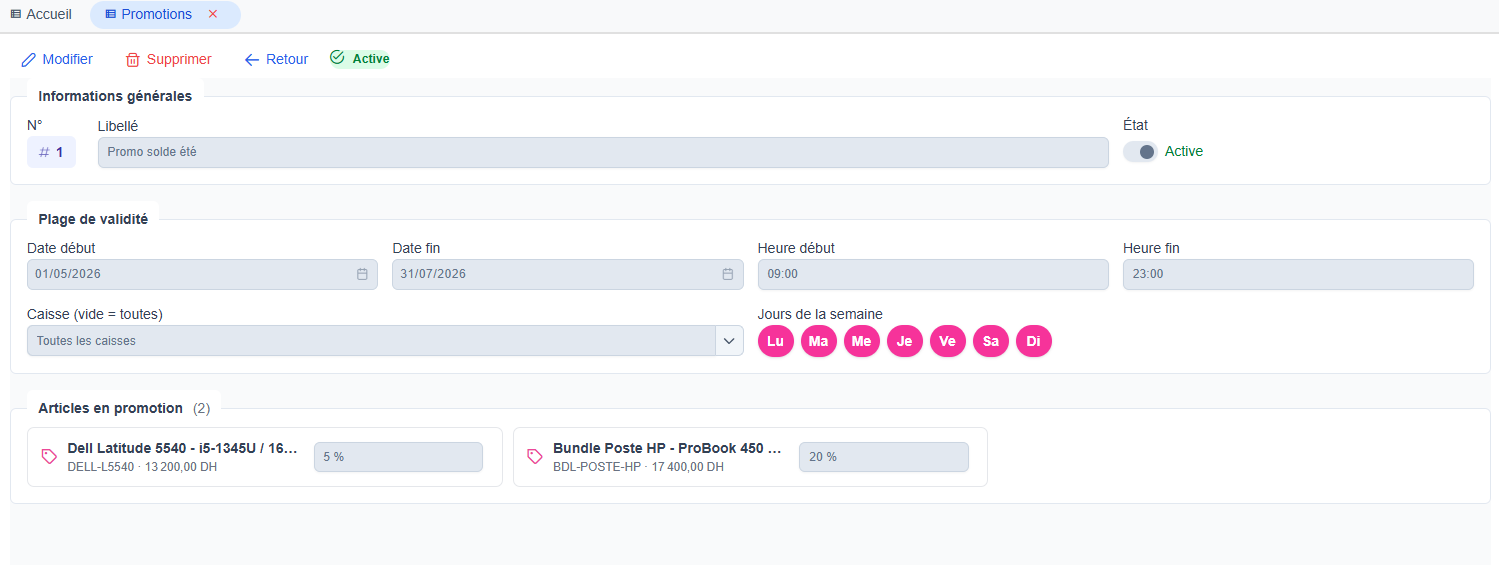 Fiche promotion