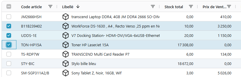 Selection multiple avec cases a cocher