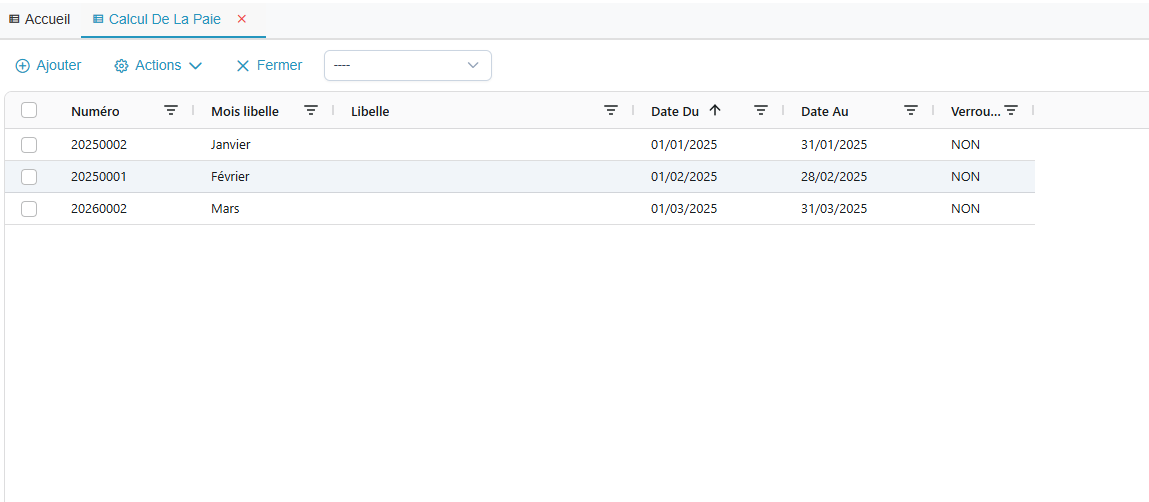Liste des calculs de paie