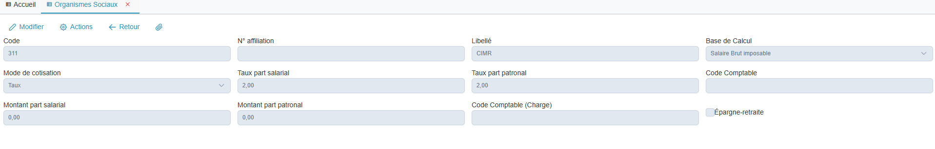 Fiche organisme social