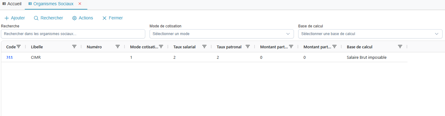 Liste des organismes sociaux