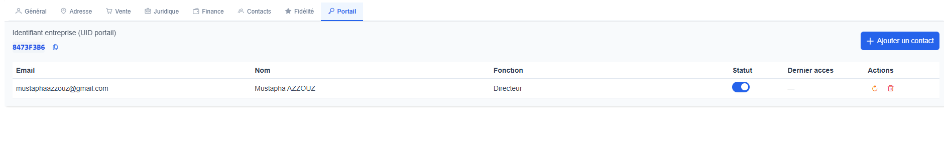 Liste contacts