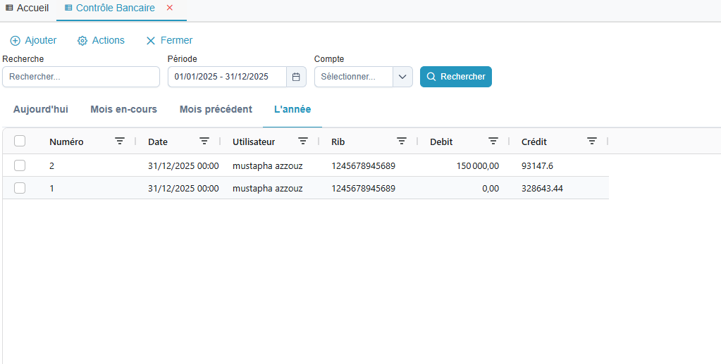 Liste des controles bancaires