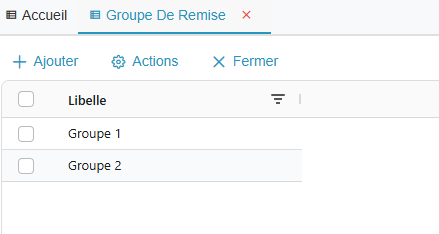 Liste des groupes de remise